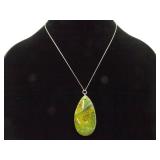 .925 Sterling Silver Calcedony Dragons Veins Agate Pendant Necklace .925 Sterling Silver Calcedony Dragons Veins Agate Pendant Necklace