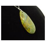 .925 Sterling Silver Calcedony Dragons Veins Agate Pendant Necklace .925 Sterling Silver Calcedony Dragons Veins Agate Pendant Necklace