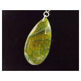 .925 Sterling Silver Calcedony Dragons Veins Agate Pendant Necklace .925 Sterling Silver Calcedony Dragons Veins Agate Pendant Necklace