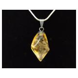 .925 Sterling Silver Citrine Healing Crystal Pendant Necklace .925 Sterling Silver Citrine Healing Crystal Pendant Necklace