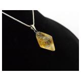 .925 Sterling Silver Citrine Healing Crystal Pendant Necklace .925 Sterling Silver Citrine Healing Crystal Pendant Necklace