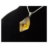.925 Sterling Silver Citrine Healing Crystal Pendant Necklace .925 Sterling Silver Citrine Healing Crystal Pendant Necklace