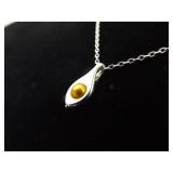 .925 Sterling Silver Golden Pearl Pendant Necklace .925 Sterling Silver Golden Pearl Pendant Necklace