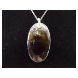 .925 Sterling Silver Moss Agate Pendant Necklace .925 Sterling Silver Moss Agate Pendant Necklace