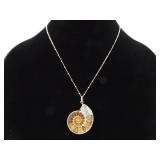.925 Sterling Silver Ammonite Fossil Pendant Necklace .925 Sterling Silver Ammonite Fossil Pendant Necklace