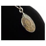 .925 Sterling Silver Ammonite Fossil Pendant Necklace .925 Sterling Silver Ammonite Fossil Pendant Necklace