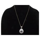 .925 Sterling Silver Moss Agate Pendant Necklace .925 Sterling Silver Moss Agate Pendant Necklace