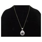 .925 Sterling Silver Moss Agate Pendant Necklace .925 Sterling Silver Moss Agate Pendant Necklace