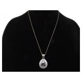 .925 Sterling Silver Moss Agate Pendant Necklace .925 Sterling Silver Moss Agate Pendant Necklace