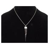 .925 Sterling Silver RARE Dik Dik Horn Pendant Necklace .925 Sterling Silver RARE Dik Dik Horn Pendant Necklace