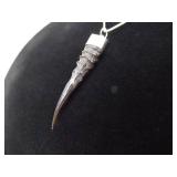 .925 Sterling Silver RARE Dik Dik Horn Pendant Necklace .925 Sterling Silver RARE Dik Dik Horn Pendant Necklace