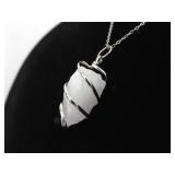 .925 Sterling Silver Healing Crystal Quartz Stone Pendant Necklace .925 Sterling Silver Healing Crystal Quartz Stone Pendant Necklace