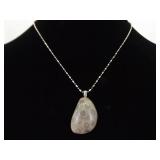 .925 Sterling Silver Petoskey Stone Pendant Necklace .925 Sterling Silver Petoskey Stone Pendant Necklace