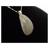 .925 Sterling Silver Petoskey Stone Pendant Necklace .925 Sterling Silver Petoskey Stone Pendant Necklace