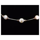 .925 Sterling Silver Liquid Silver Genuine Pearl Necklace .925 Sterling Silver Liquid Silver Genuine Pearl Necklace