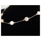 .925 Sterling Silver Liquid Silver Genuine Pearl Necklace .925 Sterling Silver Liquid Silver Genuine Pearl Necklace