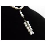 .925 Sterling Silver Liquid Silver Genuine Pearl Dangle Pendant Necklace .925 Sterling Silver Liquid Silver Genuine Pearl Dangle Pendant Necklace