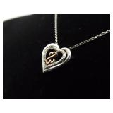 .925 Sterling Silver 10k Yellow Gold and Diamond Accented Jane Seymour Open Heart Pendant Necklace .925 Sterling Silver 10k Yellow Gold and Diamond Accented Jane Seymour Open Heart Pendant Necklace