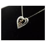 .925 Sterling Silver 10k Yellow Gold and Diamond Accented Jane Seymour Open Heart Pendant Necklace .925 Sterling Silver 10k Yellow Gold and Diamond Accented Jane Seymour Open Heart Pendant Necklace