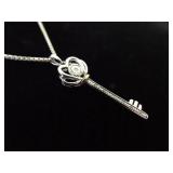 .925 Sterling Silver 10k Yellow Gold and Diamond Accented Key To My Heart Pendant Necklace .925 Sterling Silver 10k Yellow Gold and Diamond Accented Key To My Heart Pendant Necklace