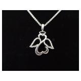 .925 Sterling Silver Diamond Accented Jane Seymour's Open Heart Angle Pendant Necklace .925 Sterling Silver Diamond Accented Jane Seymour's Open Heart Angle Pendant Necklace