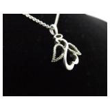 .925 Sterling Silver Diamond Accented Jane Seymour's Open Heart Angle Pendant Necklace .925 Sterling Silver Diamond Accented Jane Seymour's Open Heart Angle Pendant Necklace