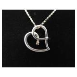 .925 Sterling Silver Diamond Accented Heart Pendant Necklace .925 Sterling Silver Diamond Accented Heart Pendant Necklace