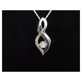 .925 Sterling Silver Diamond and Sapphire Crystal Accented Infinity Pendant Necklace .925 Sterling Silver Diamond and Sapphire Crystal Accented Infinity Pendant Necklace