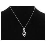 .925 Sterling Silver Diamond and Sapphire Crystal Accented Infinity Pendant Necklace .925 Sterling Silver Diamond and Sapphire Crystal Accented Infinity Pendant Necklace