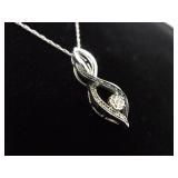 .925 Sterling Silver Diamond and Sapphire Crystal Accented Infinity Pendant Necklace .925 Sterling Silver Diamond and Sapphire Crystal Accented Infinity Pendant Necklace