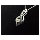 .925 Sterling Silver Diamond and Sapphire Crystal Accented Infinity Pendant Necklace .925 Sterling Silver Diamond and Sapphire Crystal Accented Infinity Pendant Necklace
