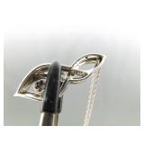 .925 Sterling Silver Diamond and Sapphire Crystal Accented Infinity Pendant Necklace .925 Sterling Silver Diamond and Sapphire Crystal Accented Infinity Pendant Necklace