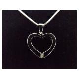 .925 Sterling Silver Diamond Accented Heart Pendant Necklace .925 Sterling Silver Diamond Accented Heart Pendant Necklace