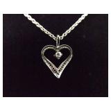 .925 Sterling Silver Diamond Accented Heart Pendant Necklace .925 Sterling Silver Diamond Accented Heart Pendant Necklace
