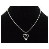 .925 Sterling Silver Diamond Accented Heart Pendant Necklace .925 Sterling Silver Diamond Accented Heart Pendant Necklace