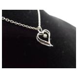 .925 Sterling Silver Diamond Accented Heart Pendant Necklace .925 Sterling Silver Diamond Accented Heart Pendant Necklace