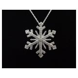 .925 Sterling Silver Diamond Accented Snowflake Pendant Necklace .925 Sterling Silver Diamond Accented Snowflake Pendant Necklace