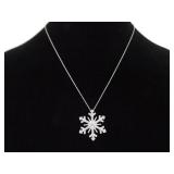 .925 Sterling Silver Diamond Accented Snowflake Pendant Necklace .925 Sterling Silver Diamond Accented Snowflake Pendant Necklace