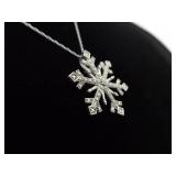 .925 Sterling Silver Diamond Accented Snowflake Pendant Necklace .925 Sterling Silver Diamond Accented Snowflake Pendant Necklace