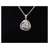 .925 Sterling Silver Zirconia Swirl Pendant Necklace .925 Sterling Silver Zirconia Swirl Pendant Necklace