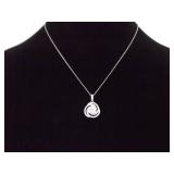 .925 Sterling Silver Zirconia Swirl Pendant Necklace .925 Sterling Silver Zirconia Swirl Pendant Necklace