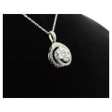 .925 Sterling Silver Zirconia Swirl Pendant Necklace .925 Sterling Silver Zirconia Swirl Pendant Necklace