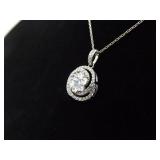 .925 Sterling Silver Zirconia Swirl Pendant Necklace .925 Sterling Silver Zirconia Swirl Pendant Necklace