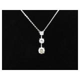 .925 Sterling Silver Zirconia Bar Pendant Necklace .925 Sterling Silver Zirconia Bar Pendant Necklace