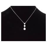 .925 Sterling Silver Zirconia Bar Pendant Necklace .925 Sterling Silver Zirconia Bar Pendant Necklace