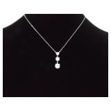 .925 Sterling Silver Zirconia Bar Pendant Necklace .925 Sterling Silver Zirconia Bar Pendant Necklace