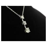 .925 Sterling Silver Zirconia Bar Pendant Necklace .925 Sterling Silver Zirconia Bar Pendant Necklace