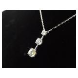 .925 Sterling Silver Zirconia Bar Pendant Necklace .925 Sterling Silver Zirconia Bar Pendant Necklace