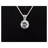 .925 Sterling Silver Zirconia Solitaire Pendant Necklace .925 Sterling Silver Zirconia Solitaire Pendant Necklace
