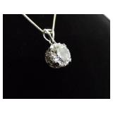 .925 Sterling Silver Zirconia Solitaire Pendant Necklace .925 Sterling Silver Zirconia Solitaire Pendant Necklace